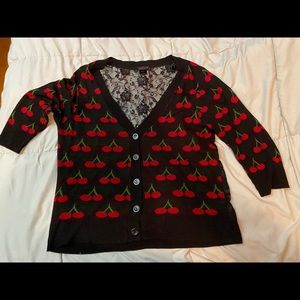 Pin up TORRID 2x cherry lace cardigan rock plus